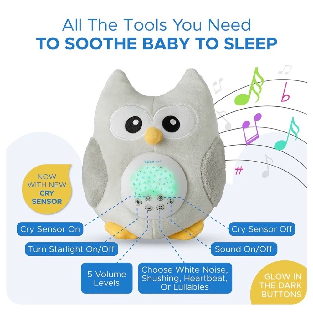 Bubzi Soothing Sleep Owl - White and Gray